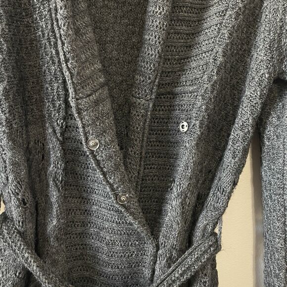 Odd Molly Long Cardigan Sweater S (1) Gray Wool Alpaca Blend 767 Tie Waist - Picture 7 of 15